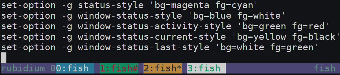 Relevant part of tmux configuration